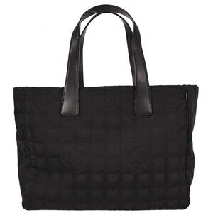 Chanel Black Jacquard Nylon Travel Line Tote Handbag 177509